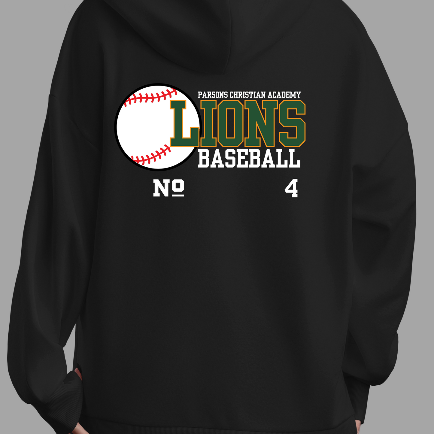 Custom PCA Zip-Baseball Hoodie - Personalize with Player Number